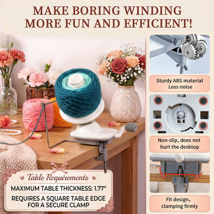 SPEENSUN Yarn Winder, Yarn Winder for Crocheting, 3.5 OZ Easy-to-Install and Efficiently Yarn Ball Winder with Lower Noise, Yarn Spinner for Crochet and Knitting Lover for Yarns Below Size 5