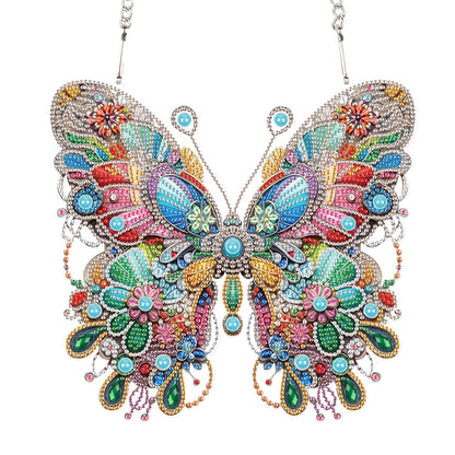 Diamond Art Painting Hanging Pendant, DIY Butterfly 5D Special Shape Crystal Diamond Art Partial Mosaic Making Craft Wreath Ornaments, Large size Home wall decor window decoration Handmade Gift