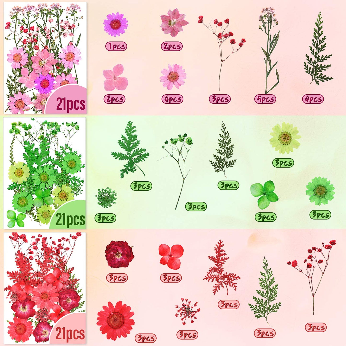 Nuanchu 223 Pcs Real Dried Pressed Flowers for Crafts Natural Dried Leaves and Butterfly Stickers Set Colorful Daisy Flowers and Adhesive Butterfly Decals for DIY Resin Jewelry Nail Crafts Floral Art
