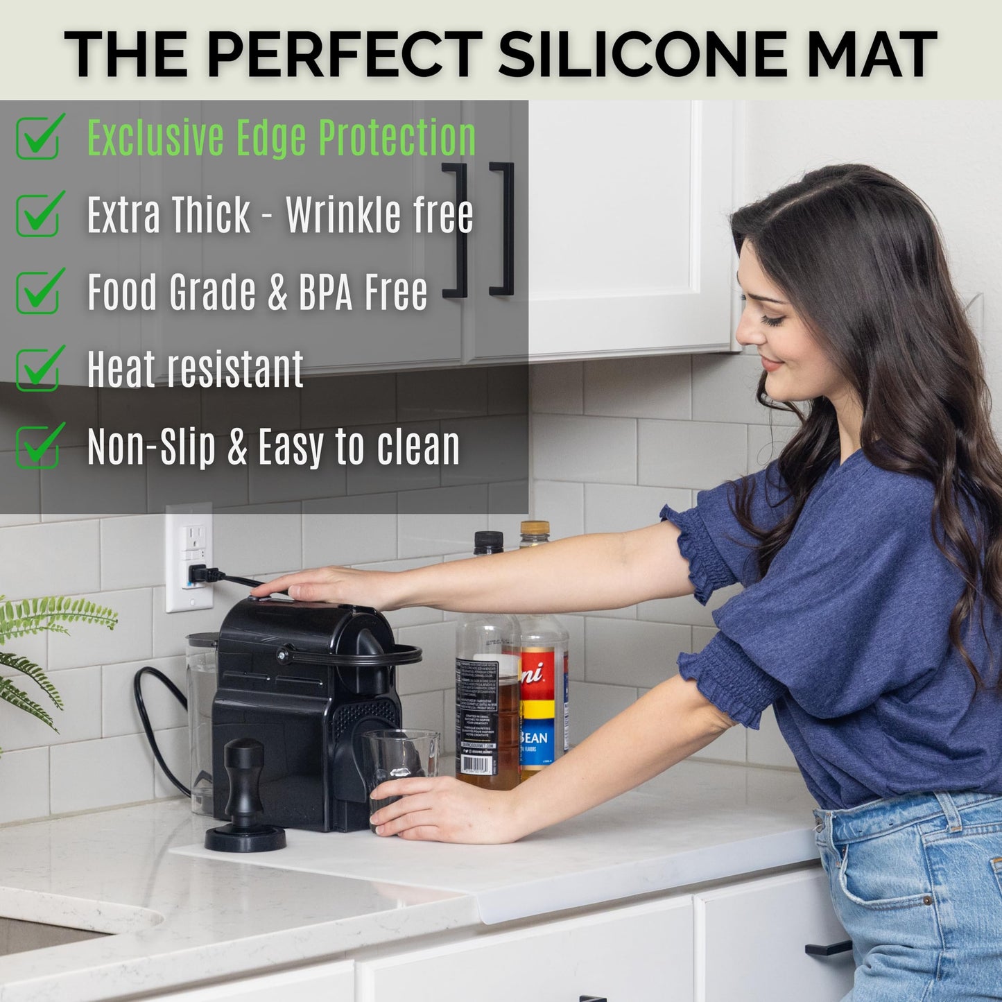 Extra Large Silicone Mats for Crafts with "Edge Protection" – Silicone Table Mat – Multipurpose Heat Resistant Silicone Mat – No Folds or Wrinkles – 1.5mm Thick, 36"x24", Translucent