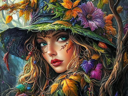 5D Enchanted Witch of The Forest Diamond Art 12x16 Inch Full Drill Diamond Painting Kits for Adults & Beginners - DIY Art Crafts for Relaxation and Home Wall Decor 1