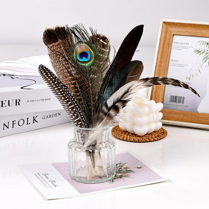 iHUFeather 42pcs Natural Pheasant Feathers Bulk Spotted Feathers 7 Styles Mixed Feathers for Crafts DIY Hat Floral Arrangements Wedding Home Decorations