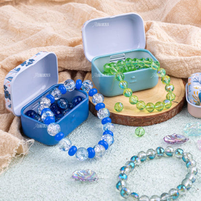 AUEAR, 10 Pack Vintage Flower Print Mini Tin Coin Box Rectangular Storage Boxes with Lid Tiny Trinket Case for Jewelry