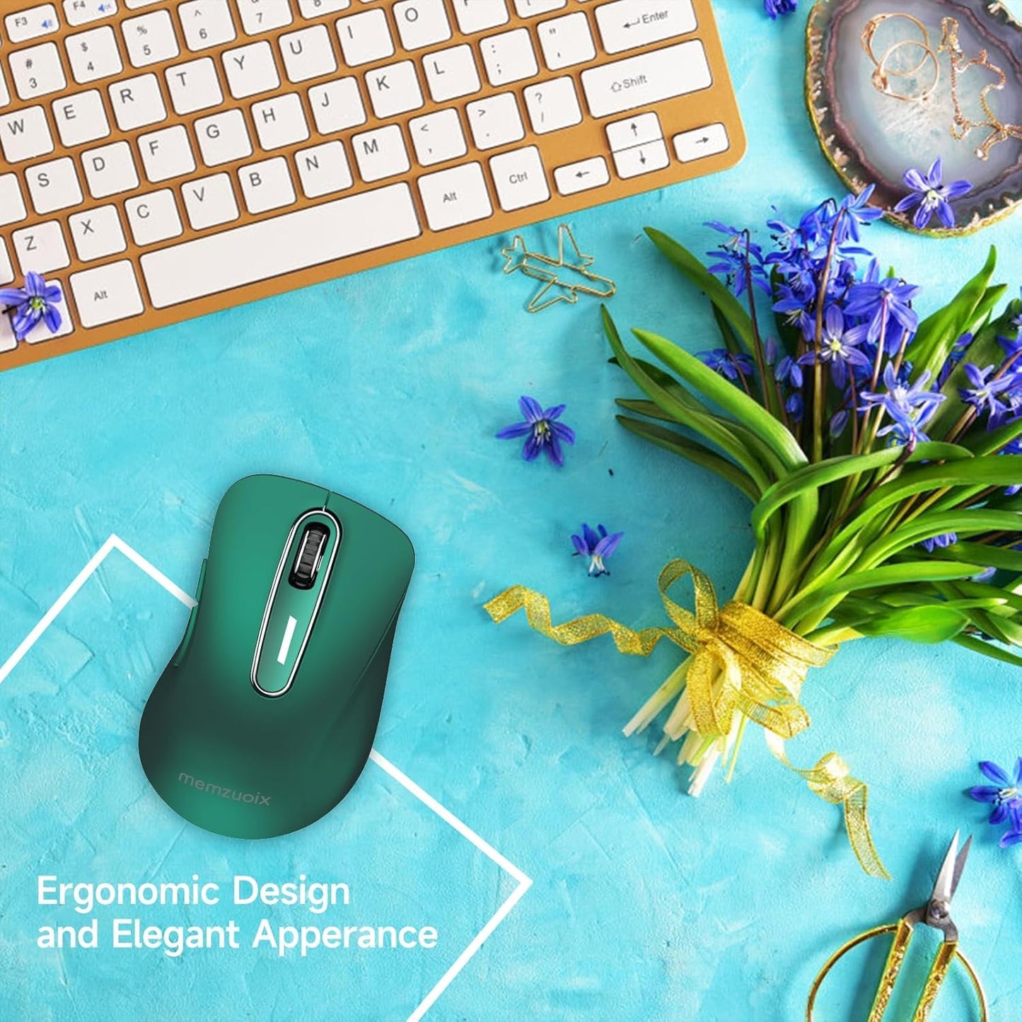 memzuoix 2.4G Wireless Mouse, 1400 DPI Mobile Optical Cordless Mouse with USB Receiver, Portable Computer Mice for Laptop, PC, Desktop, MacBook, 5 Buttons, Red