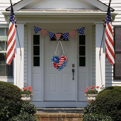 DOMROM 4th of July Patriotic Heart Diamond Art Hanging Kits, American Flag Floral Diamond Painting, Special Shaped Gem Art Suncatchers Ornament, Independence Day Heart Decor for Home Window Wall