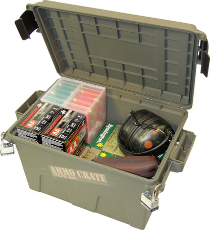 MTM ACR7-18 Ammo Crate Utility Box, Ammo, survival or hunting gear storage, O-Ring seal for water resistant dry storage, Double padlock tabbed for security, Carries 65lbs of gear, Army Green