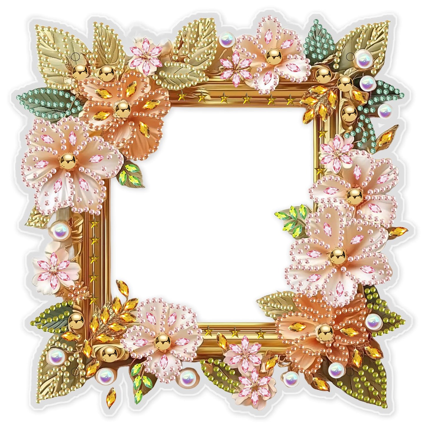 MXJSUA Pink Floral Special Shape Diamond Painting Picture Frame Kits for Table Home Decor, Acrylic Tabletop Display Photo Diamond Art Painting Frame Suitable for Photos within 7 Inches