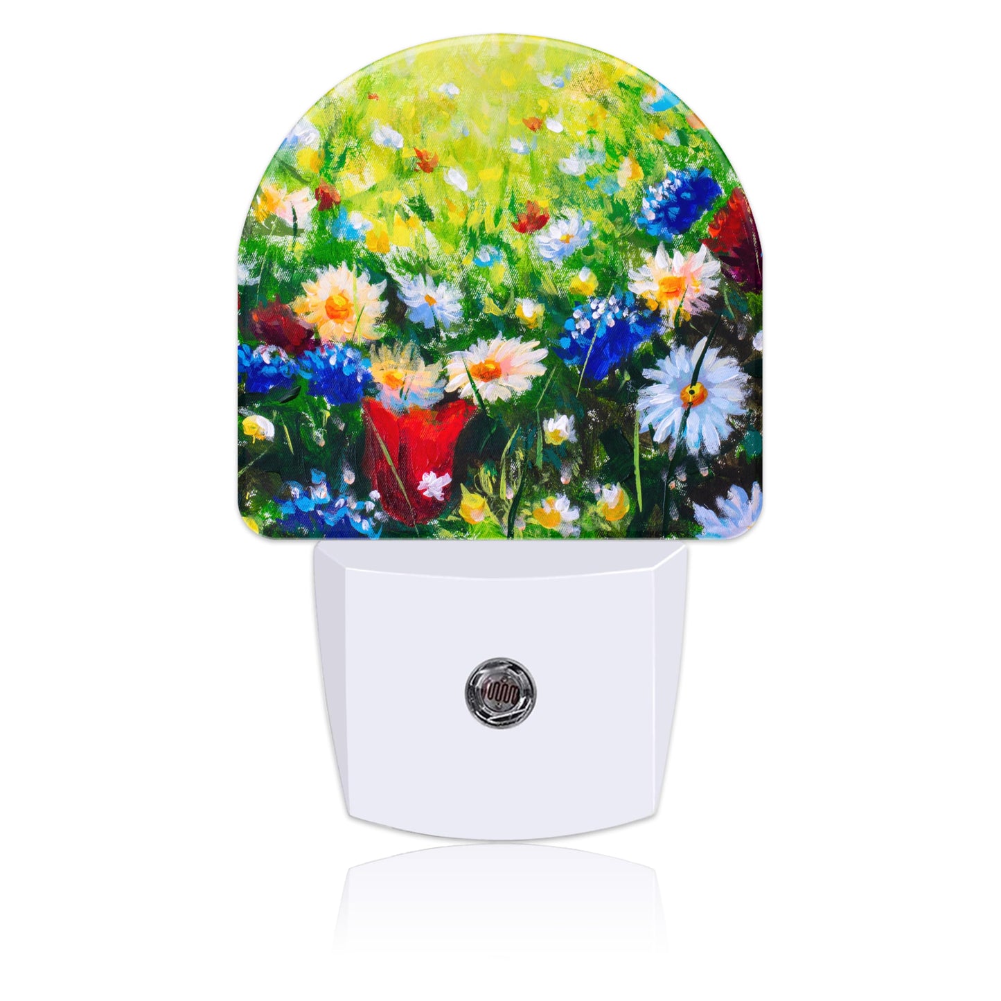 Uiaoiais Field Flowers Oil Painting Night Light Plug into Wall with Dusk to Dawn Sensor Cute Nightlight for Kid Girls Boys Women Men Room Decor, Hallway, Kitchen, Bathroom, Nursery, Stairs