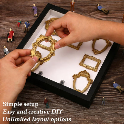 DIY Silhouette Shadow Box Frame Kit,Mini Frames for Shadow Box with Figurines and Small Bulb, Museum of us-Custom Memory Collage Frame for Pictures, Crafts & Home Decor Gift (Black)