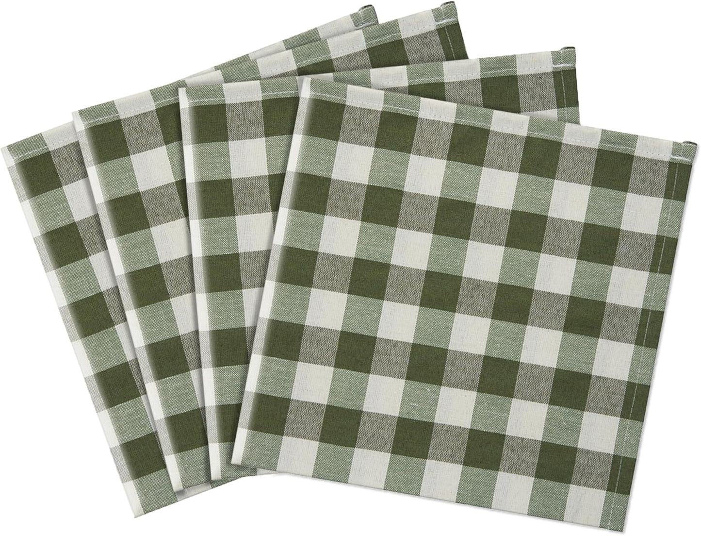 Buffalo Check Dinner Table Napkins, 4 Pack, Sage - 17" x 17" Premium Quality Plaid Cloth Napkins, Machine Washable