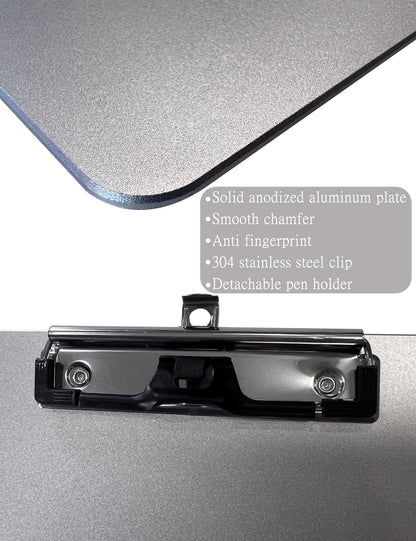 11x17 Metal Clipboard with Pen Holder,Contractor Heavy Duty A3 Size Aluminum Clipboards,Large Drawing Board with 304 Stainless Steel Clips
