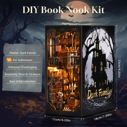 ETKVR Book Nook Kit, Book Nook Kits for Adults DIY Booknook Model Build, DIY 3D Wooden Puzzle Bookend Booknook Bookshelf Insert Miniature Dollhouse Kit for Home Decoration