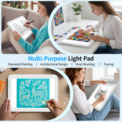 TOHETO A4 Rechargeable Led Super Bright Light Pad Powered by 3500mAh Lithium Battery for Weeding Vinyl Tool, Portable Wireless Light Board/Box for Tracing, Diamond Painting, Sketching & Drawing