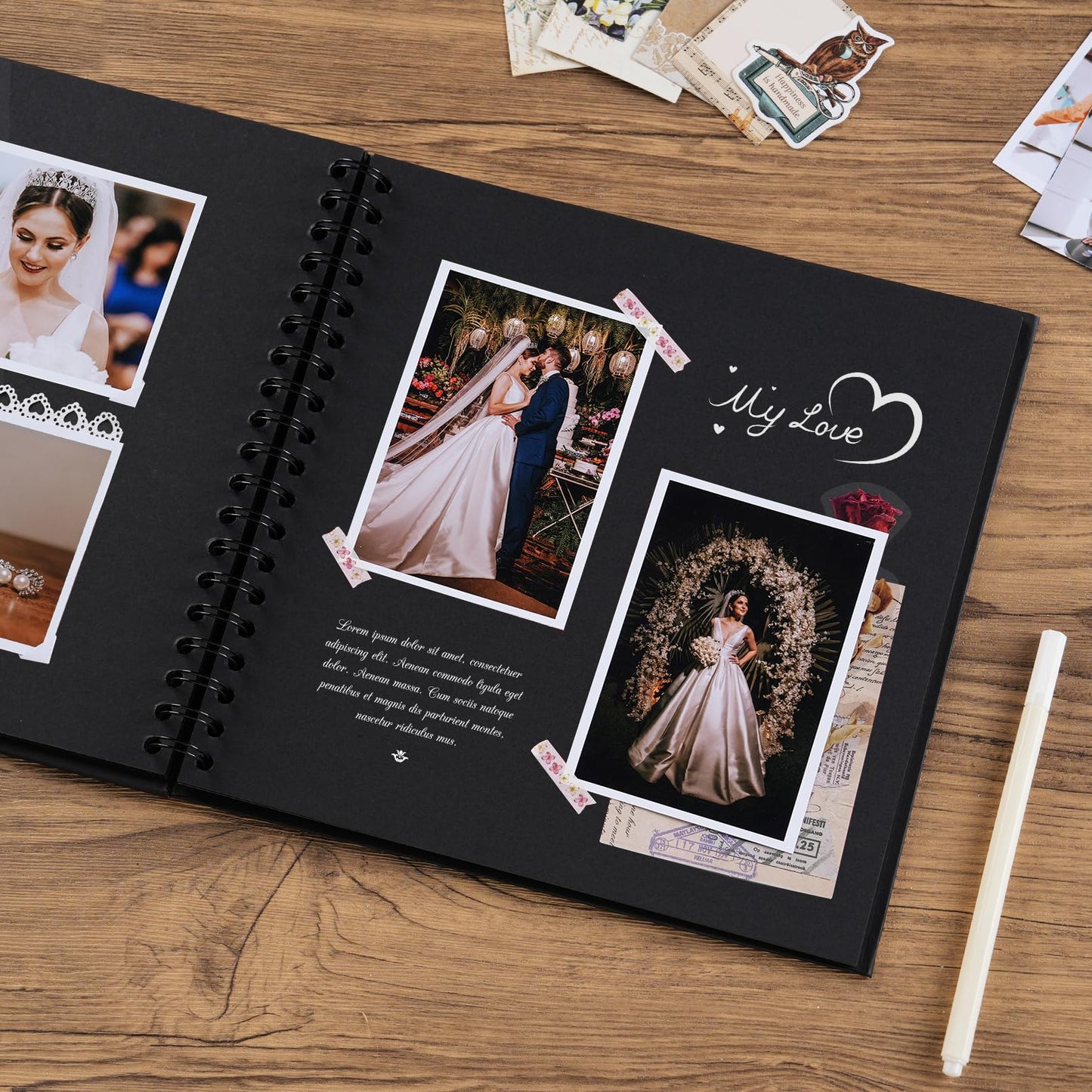 potricher 10 x 10 Inch DIY Scrapbook Album 40 Pages Hardcover Kraft Paper Scrap Book Photo Albums Memory Book for Wedding and Anniversary Family (Black, 10 Inch)