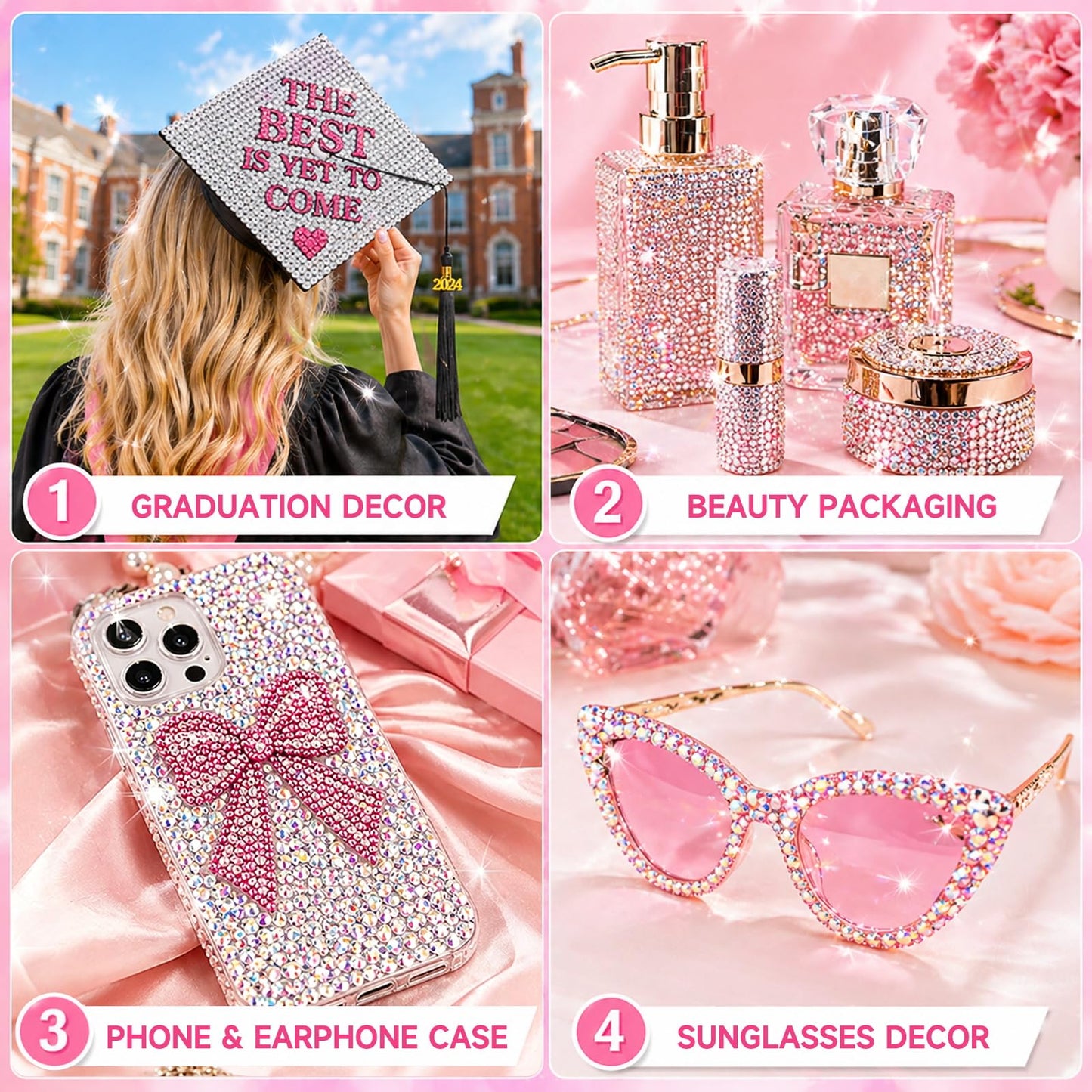 40000Pcs Bedazzling Kit, 40 Mix Colors Rhinestones Gems for Bedazzled Kits, All-in-One Bedazzler Kit Set for Crafting, Nail Art, Shoes, Books