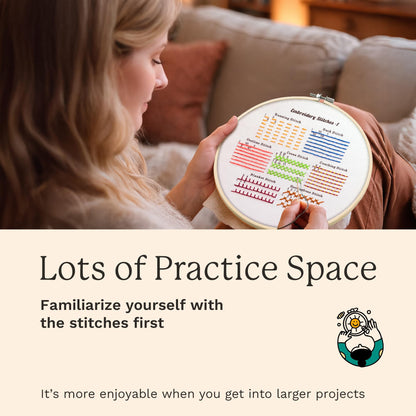 Bradove Classic Embroidery Stitches Practice Kit, Embroidery Kit for Beginners, Beginner Embroidery Kit for Adults, Hand Embroidery Kit for Kids, Stitches Kit