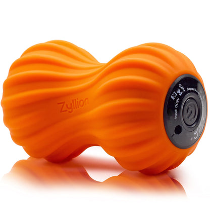 Zyllion Rechargeable Vibrating Massage Ball - Cordless 4-Mode Deep Tissue Peanut Massager Roller for Muscle Pain Relief, Arthritis, Sciatica, Plantar Fasciitis on Foot, Leg, Back, Neck ZMA-30 Orange