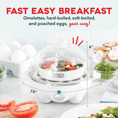 DASH Rapid Egg Cooker: 6 Egg Capacity Electric Egg Cooker for Hard Boiled Eggs, Poached Eggs, Scrambled Eggs, or Omelets with Auto Shut Off Feature - Aqua, 5.5 Inch (DEC005AQ)
