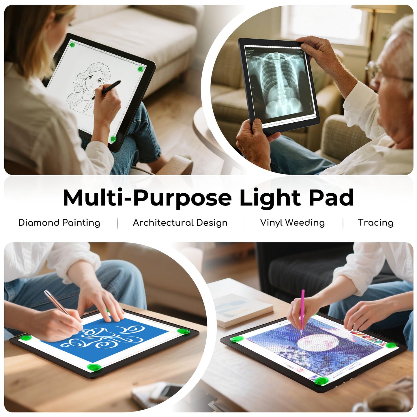 Rechargeable A4 Light Box for Tracing,Bawaslom LED Light Pad with Adjustable Stand and Strong Magnets,Ultra-Thin & Bright Tracing Board for Diamond Art,Sketching,Vinyl Weeding,Architectural Design