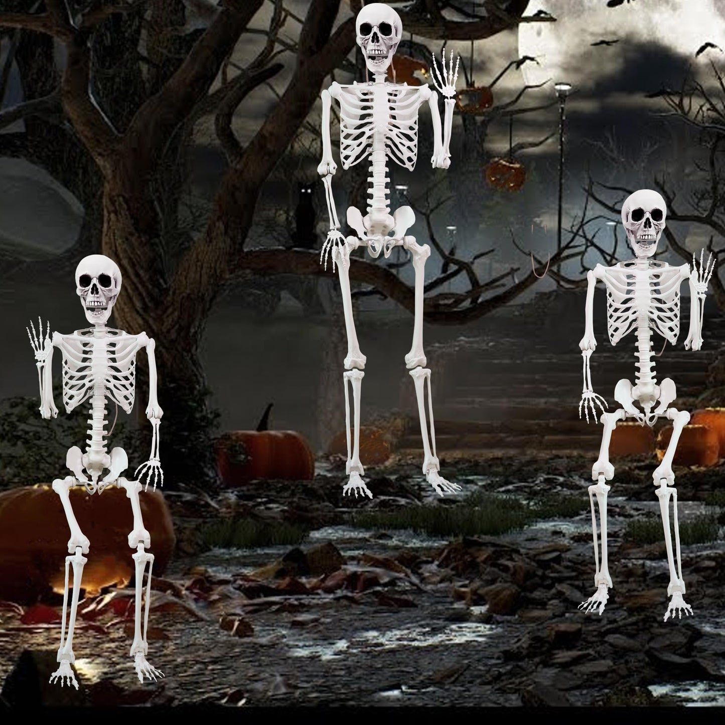 5.4 ft Halloween Skeleton Poseable Skeleton Life Size Skeleton Full Body Plastic Human Bones Standing Human Skeleton with Posable Joints for Halloween Decoration（1PCS