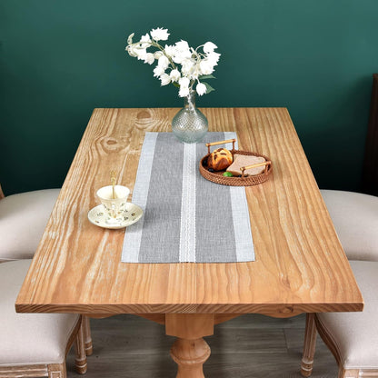 13x36inch Farmhouse Braided Striped Table Runner Rustic Embroidery Coffee Table Runners for Decorations Weddings
