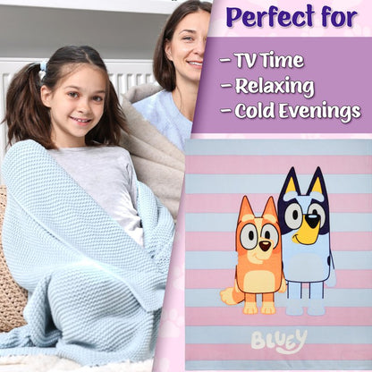 Bluey Fleece Bed Blanket for Kids Super Soft Blanket Fleece Throws 59 x 51 Inches Warm Sofa Bed Throw, Gifts for Kids