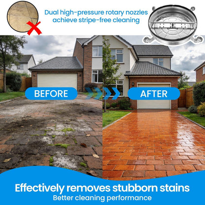 24''Pressure Washer Surfaces Cleaner, 4500PSI Stainless Steel Surfaces Cleaner Attachment with Wheels, Power Washer Accessory for Driveway Sidewalk Curb Deck Patio Cleaning, 3/8'' Quick-Connect