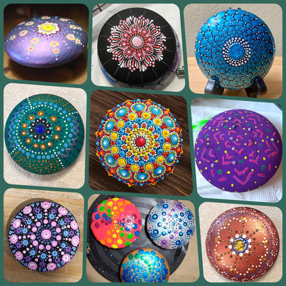 Mandala Rock Painting Kit - Mandala Dotting Tools for Painting - Including Large Wooden Rocks, Acrylic Paints, Stencils, Painting Tools, Manual, Arts Crafts Kit for Adults, Gifts for Women/Mom