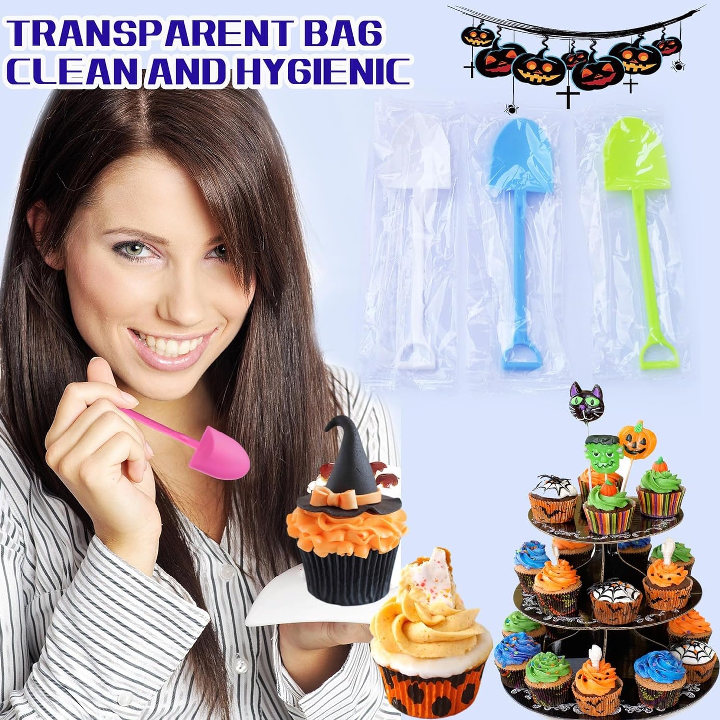 Cute Novelty Mini Shovel Shape Disposable Plastic Dessert Spoons