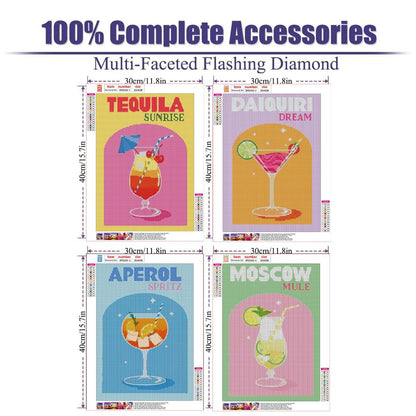 EIBEILI 4 Pack Diamond Painting Kits for Adults, Wine 5D Diamond Art Kits for Beginner DIY Full Drill Diamond Dots Crystal Craft Kits for Home Wall Decor Gifts(4 Pack/12X16 Inch)