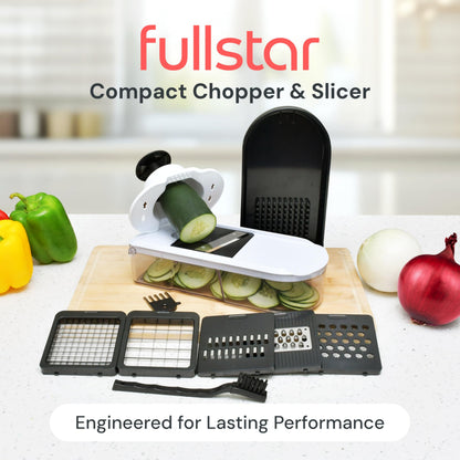 Fullstar Mandoline Slicer for Kitchen - Vegetable Chopper, Onion Potato Food Veggie Fruit Slicer and Cutter with Container, Kitchen Gadgets & Gifts, Home Essentials (6-in-1, Black)