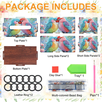 DIY Diamond Painting Tissue Box kit, Bird Shaped Tissue Box with Pull-Out Opening, Suitable for Home and Office Decoration, Ideal as a Handmade Art Gift for Adults