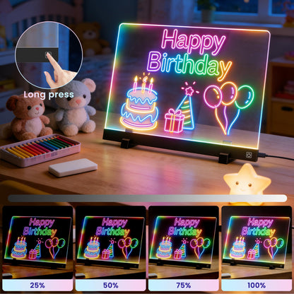 16 Inch LED Drawing Board for Kids - Light Up Doodle Board with 7 Colors Glow Effect, Dry Erase Drawing Tablet with Stand & Tracing Book, Birthday Gifts for Girls Boys Ages 4-12