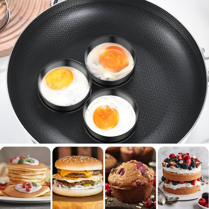 8PCS Nonstick English Muffin Rings, 4 Inch Stainless Steel Baking Rings with Silicone Brush