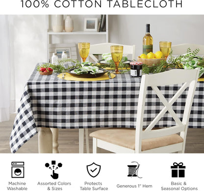 DII Buffalo Check Collection, Classic Farmhouse Tablecloth, 60 x 104, Antique Green