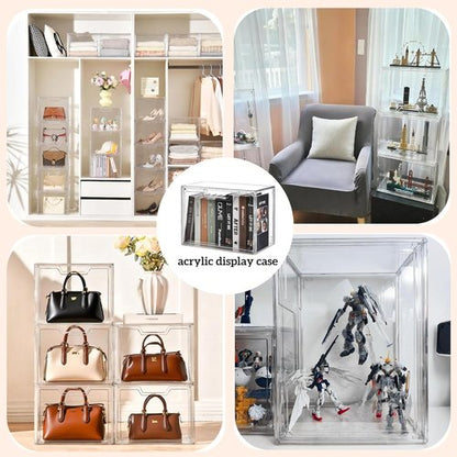 Freebat Stackable Storage Bins - Clear Acrylic Display Cases | 5-Pack for Handbags & Collectibles