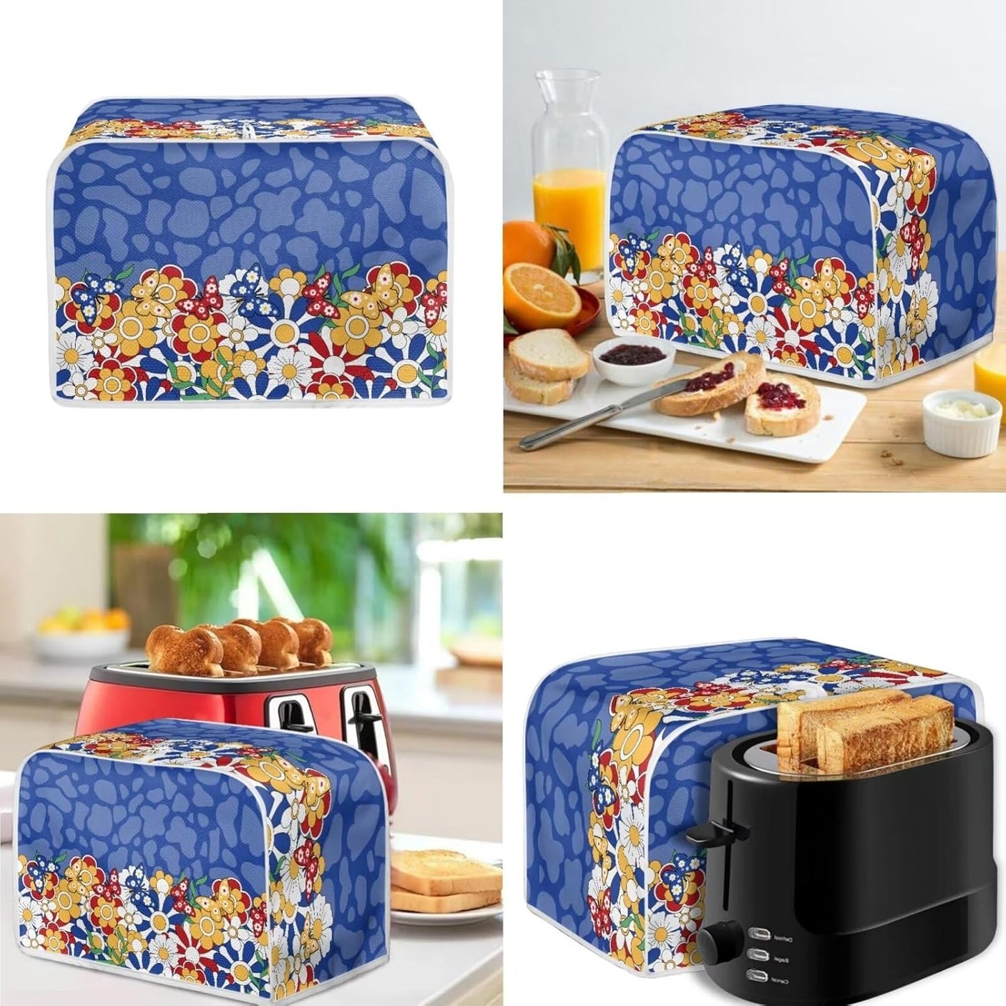 Daisy Butterfly 2 Slice Toaster Covers, Dust Protection for Bread Toaster, Machine Washable Blender Cover
