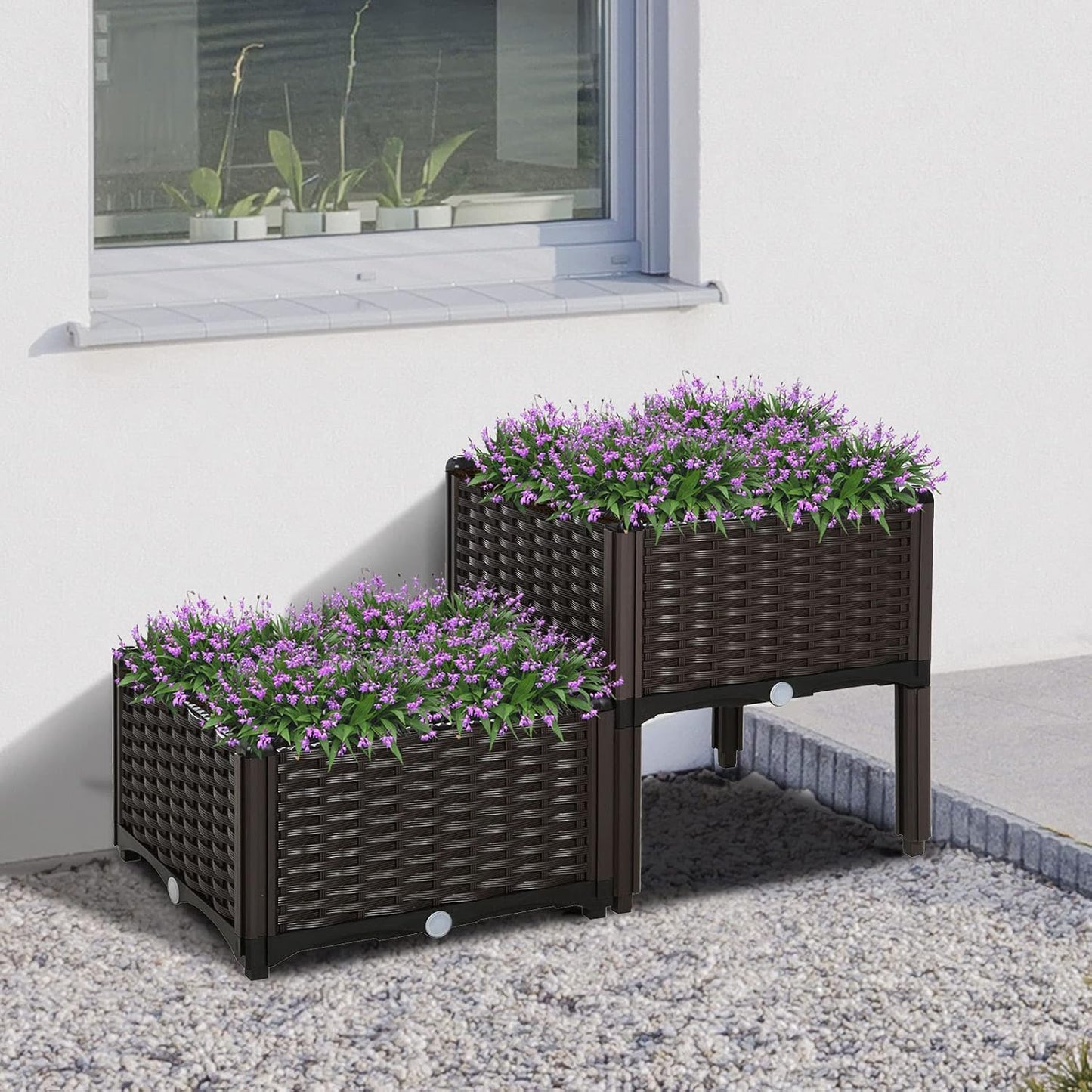 2 Outsunny Piece Raised Garden Bed with Legs, Planter Box Raised Bed to Grow Flowers, Herbs & Vegetables, Brown