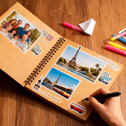 UPlama 10x10 Inch Scrapbook Album 100 Pages, Hardcover Kraft Photo DIY Memory Book with Spiral Binding for Wedding Anniversary Family Photos