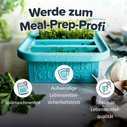 Souper Cubes 2-Cup Silicone Freezer Tray - Ideal for Meal Prepping, Storing Leftovers & Sauces | Aqua - 1-Pack