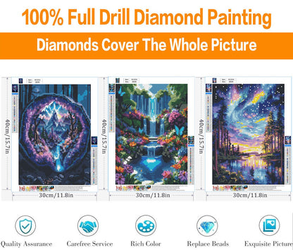 3 Pack Diamond Art Kits for Adults, Starry Sky Lake Diamond Painting Kits for Adults, 5D DIY Round Drill Gem Art Paint with Diamonds Dots Crafts Kits for Home Decor Gift 12x16inch (Landscapes)