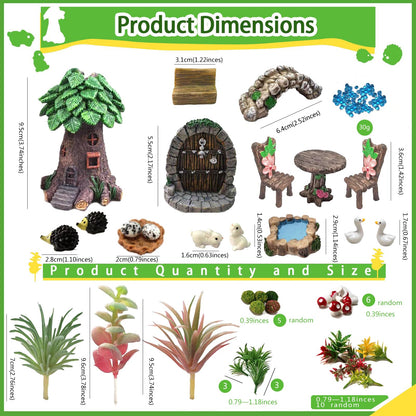 QuarenDen 48 Pcs Fairy Garden Accessories, Micro Landscape Ornaments Kit, Terrarium Miniatures, Fairy Village Accessories, Mini Figurines for Crafts to DIY Miniature Garden