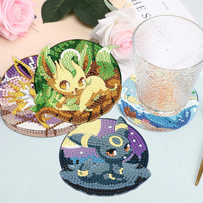 LWZAYS Diamond Painting Coasters Kits, 8 Pack Cartoon Diamond Art Coasters with Holder, Crafts Kits for DIY Coasters, Diamond Art Coasters