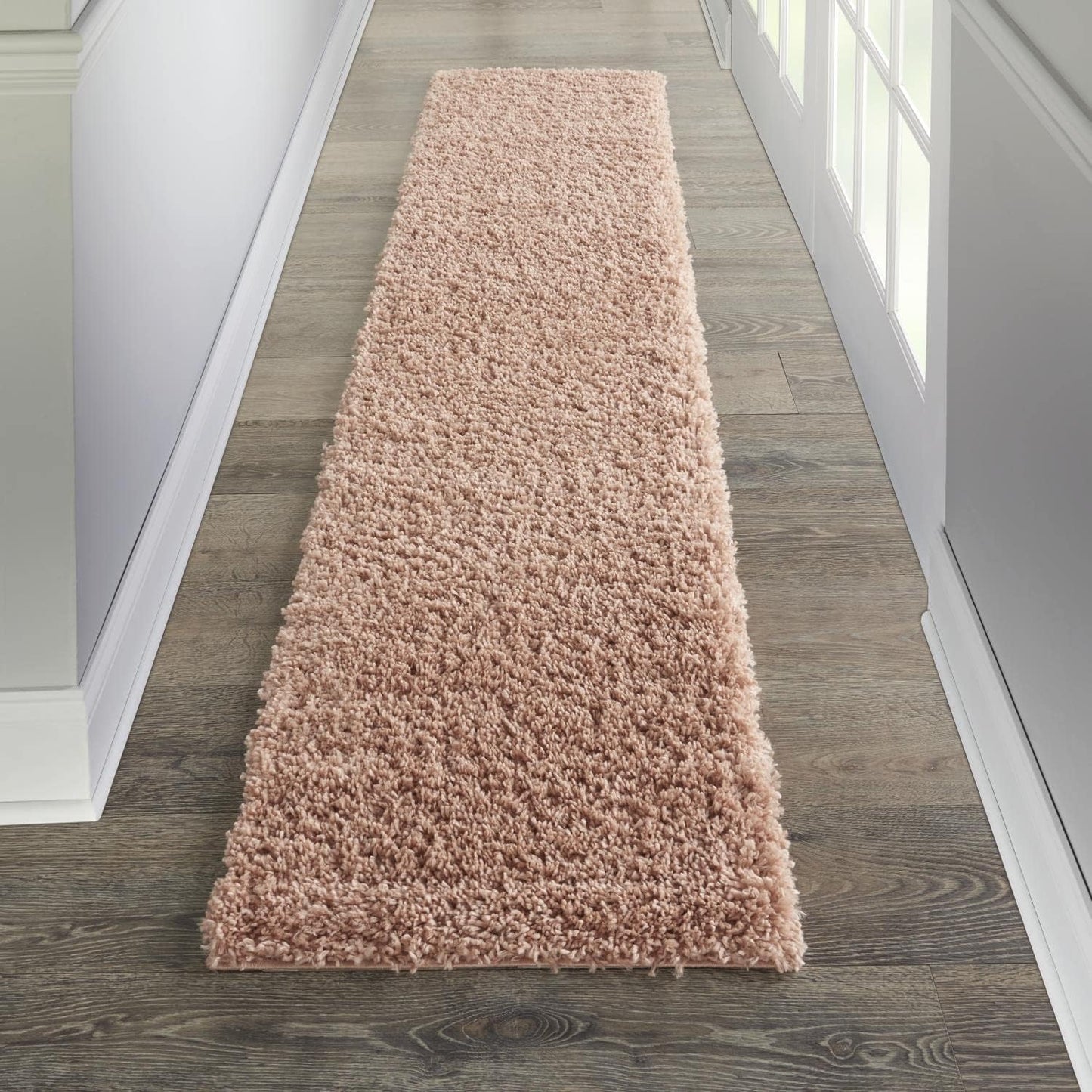 Nourison Malibu Shag Blush Area Rug 2'2'' x 9'10'', Easy-Cleaning, Non-Shedding for Bedroom, Living Room, Dining Room