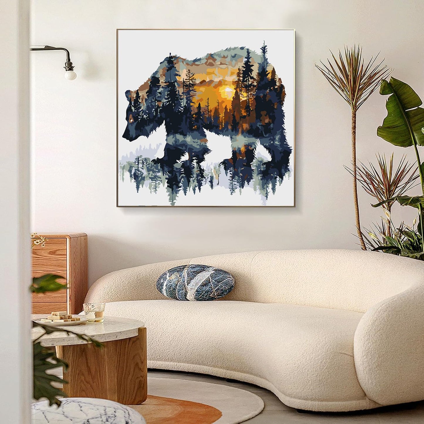 Paint by Numbers for Adults Forest Bear Paint by Numbers Kits for Beginner, DIY Acrylic Paint by Number on Canvas Easy Animal Paint by Numbers for Adults Home Wall Decor 16X16 Inch Without Frame
