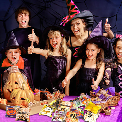 FEBSNOW 450pcs Halloween Self Adhesive Candy Dessert Treat Bags 9 Patterns