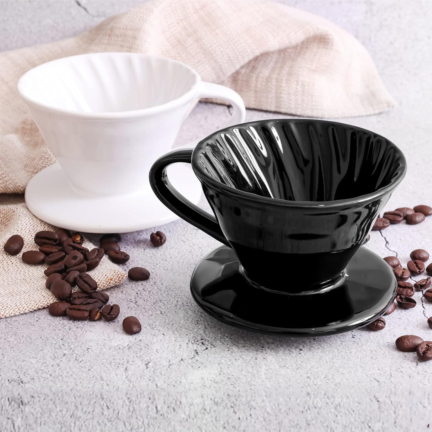 Ceramic Pour Over Coffee Dripper - Slow Brewing Accessories for Home, Cafe, Restaurants - 1 Cup Size, White