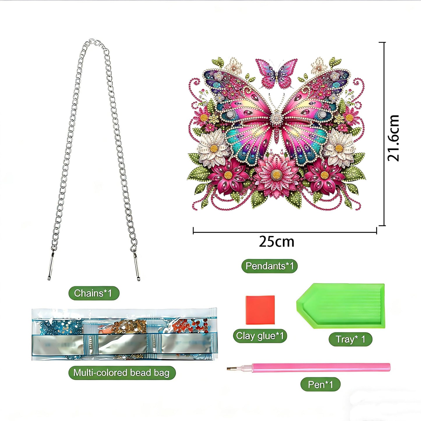 LPDJITO Butterfly Diamond Painting Kits Hanging Pendant, Special Shaped Crystal DIY Flowers Diamond Art Hanging Sign Double-Sided Pattern Gem Painting Window Door Ornament
