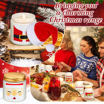 Conelist 24 Pack Christmas Scented Candles Jar Set Include 12 Pcs 7oz Soy Wax Aromatherapy Candles and 12 Pcs Mini Santa Hat Holiday Party Favor Gift Bulk for Women Men Adult Coworker