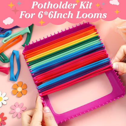 ZOIIWA Refill Loops for 7 Inch Weaving Loom, 8 Colors Potholder Loom Potholder Making, Elastic Weaving Loop Craft Flexible DIY Kit Craft Bands for Adults DIY Rainbow Color Projects Gifts
